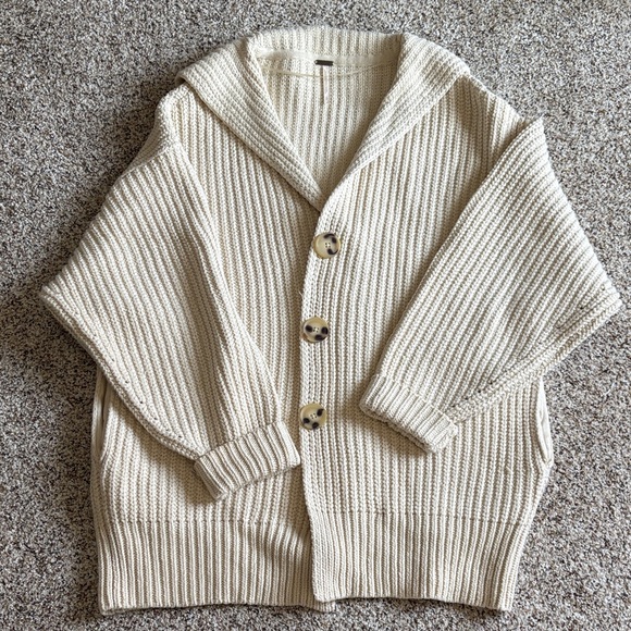 Free People Sweaters - Free People Swim Too Deep Birch Cream Ribbed Women's Cardigan